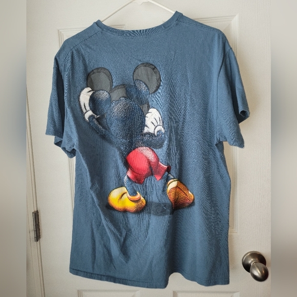 Disney Mickey Mouse Front & Back Peek A Boo Graphic SZL Short Sleeve Crew Neck - Picture 2 of 6